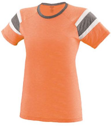 Augusta Sportswear 3014 Girls' Fanatic Tee in Light orange/ slate/ white front view