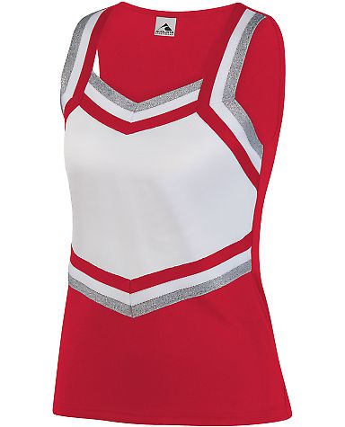 Augusta Sportswear 9141 Girl's Pike Shell in Red/ white/ metallic silver front view