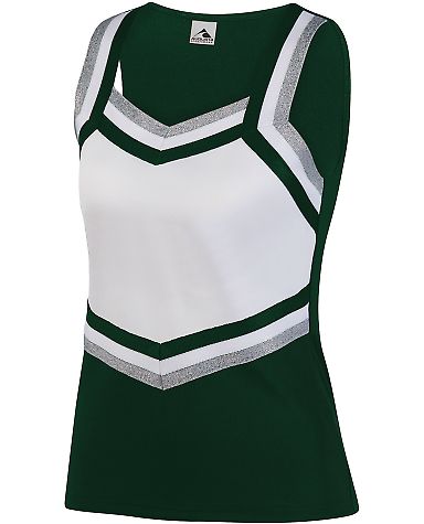 Augusta Sportswear 9141 Girl's Pike Shell in Dark green/ white/ metallic silver front view