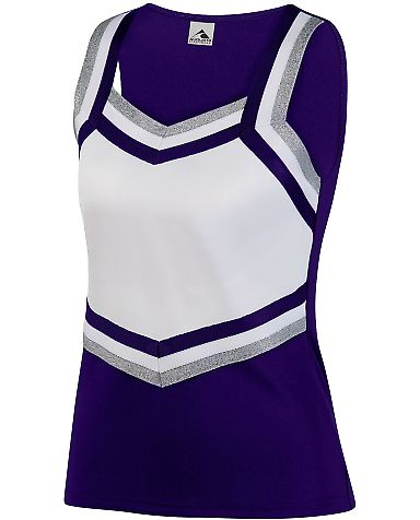 Augusta Sportswear 9141 Girl's Pike Shell in Purple/ white/ metallic silver front view