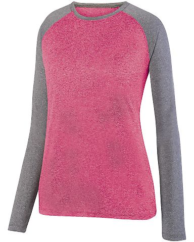 Augusta Sportswear 2817 Ladies Kniergy Two Color L in Power pink heather/ graphite heather front view