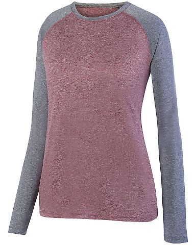 Augusta Sportswear 2817 Ladies Kniergy Two Color L in Maroon heather/ graphite heather front view