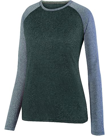 Augusta Sportswear 2817 Ladies Kniergy Two Color L in Black heather/ athletic heather front view