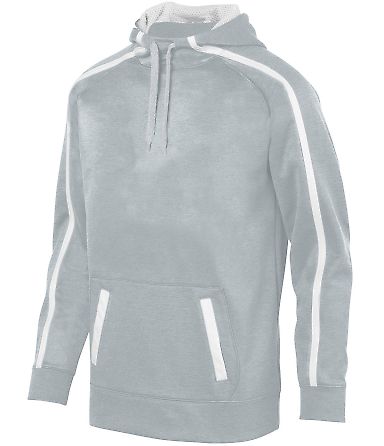 Augusta Sportswear 5554 Stoked Tonal Heather Hoodi in Silver/ white front view