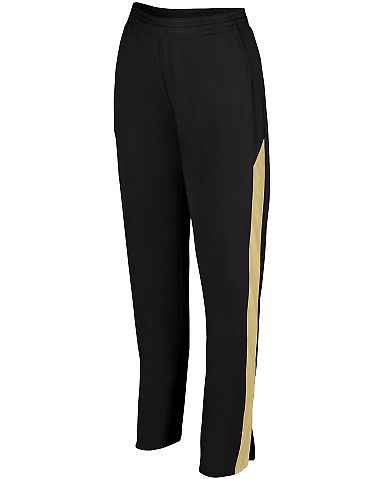Augusta Sportswear 7762 Women's Medalist Pant 2.0 in Black/ vegas gold front view