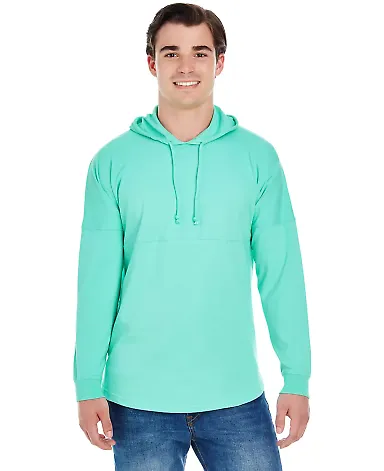 J America 8228 Hooded Game Day Jersey T-Shirt in Mint front view