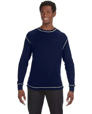 J America 8238 Vintage Long Sleeve Thermal T-Shirt in Vintage navy/ vintage white front view