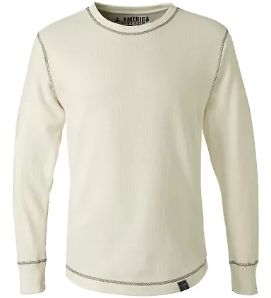 J America 8238 Vintage Long Sleeve Thermal T-Shirt in Vintage white/ charcoal front view