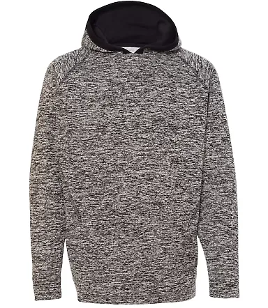 J America 8610 Youth Cosmic Fleece Hooded Pullover Charcoal Fleck/ Black front view