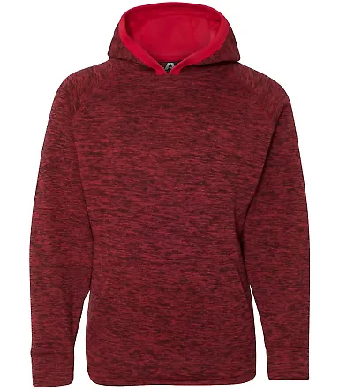 J America 8610 Youth Cosmic Fleece Hooded Pullover Red Fleck/ Red front view