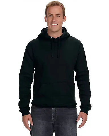 J America 8824 Premium Hooded Sweatshirt in Black front view