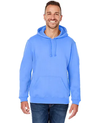 J America 8824 Premium Hooded Sweatshirt in Carolina blue front view