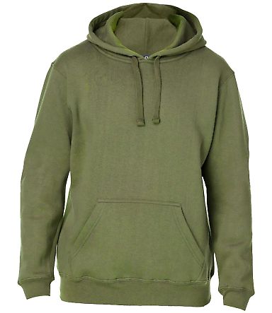 J America 8824 Premium Hooded Sweatshirt in Military green front view