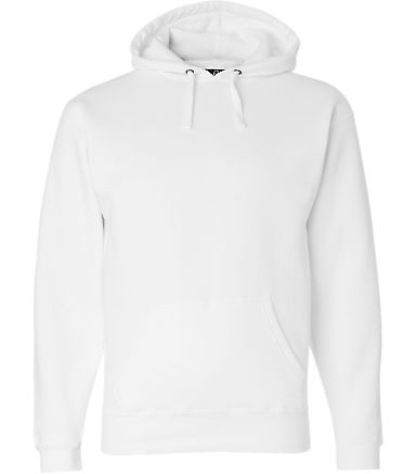 J America 8824 Premium Hooded Sweatshirt in White front view