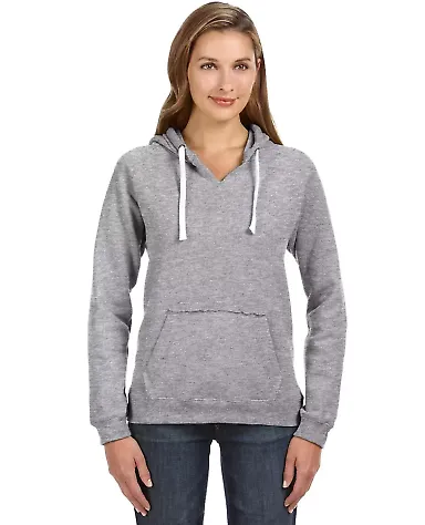 J America 8836 Women's Sueded V-Neck Hooded Sweats in Oxford front view