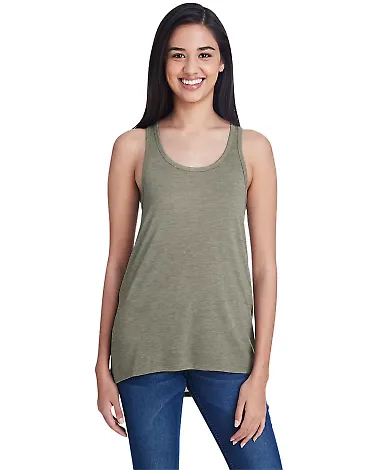 Anvil 32PVL Women's Freedom Racerback Tank Top in Hthr city green front view