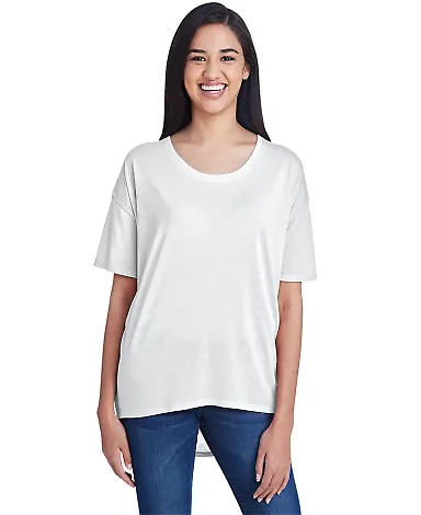 Anvil 36PVL Women's Freedom Drop Shoulder Tee in White front view