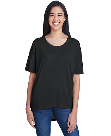 Anvil 36PVL Women's Freedom Drop Shoulder Tee in Black front view