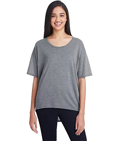 Anvil 36PVL Women's Freedom Drop Shoulder Tee in Heather graphite front view