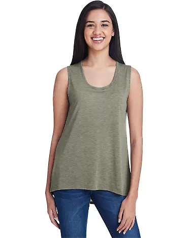 Anvil 37PVL Women's Freedom Sleeveless Tee in Hthr city green front view