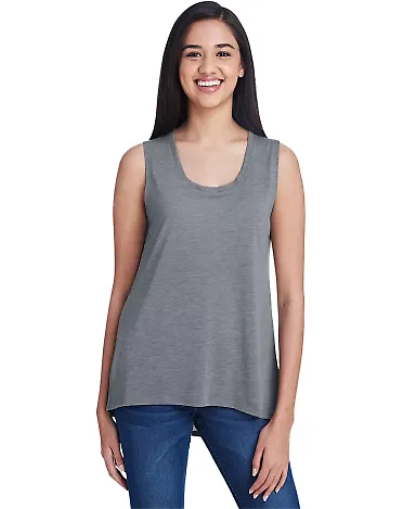 Anvil 37PVL Women's Freedom Sleeveless Tee in Heather graphite front view