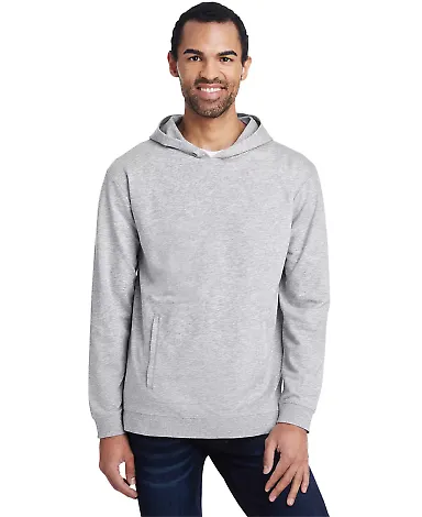 Anvil 73500 French Terry Unisex Hooded Pullover in Heather grey front view