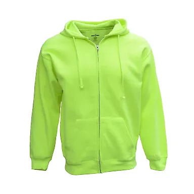Bright Shield B501 Adult Full-Zip Fleece Hood SAFETY GREEN front view