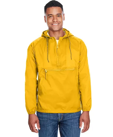 Harriton M750 Adult Packable Nylon Jacket SUNRAY YELLOW front view