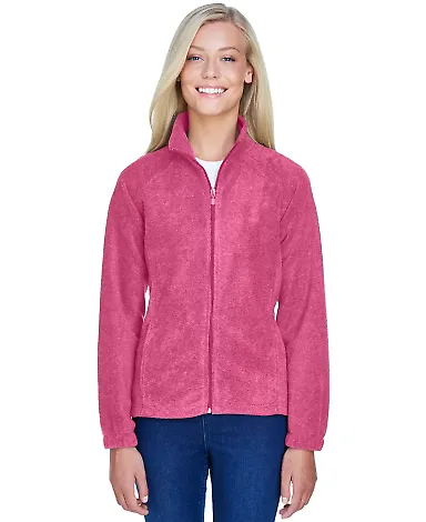 Harriton M990W Ladies' 8 oz. Full-Zip Fleece CHARITY PINK front view