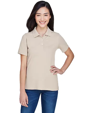 Harriton M265W Ladies' 5.6 oz. Easy Blend™ Polo STONE front view