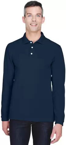 Harriton M265L Men's 5.6 oz. Easy Blend™ Long-Sl NAVY front view