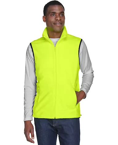 Harriton M985 Adult 8 oz. Fleece Vest SAFETY YELLOW front view