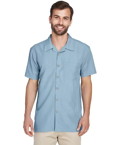Harriton M560 Men's Barbados Textured Camp Shirt CLOUD BLUE front view