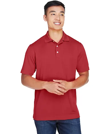 Harriton M353 Men's Double Mesh Polo RED front view