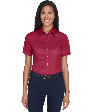 Harriton M500SW Ladies' Easy Blend™ Short-Sleeve WINE front view