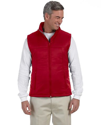 Harriton M795 Men's Essential Polyfill Vest RED front view