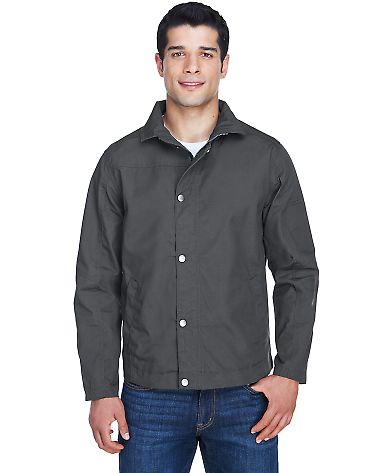Harriton M705 Men's Auxiliary Canvas Work Jacket DARK CHARCOAL front view