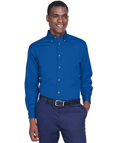 Harriton M500T Men's Tall Easy Blend™ Long-Sleev FRENCH BLUE front view