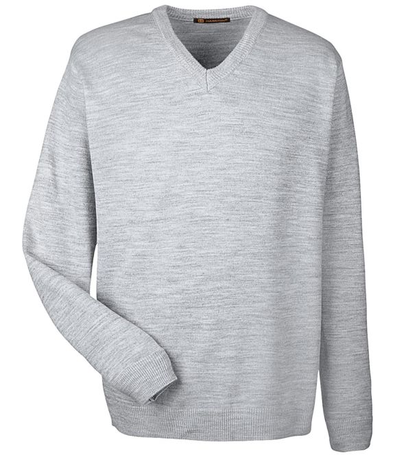 Harriton M420 Men's Pilbloc™ V-Neck Sweater in Grey heather