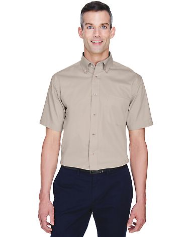 Harriton M500S Men's Easy Blend™ Short-Sleeve Tw STONE front view