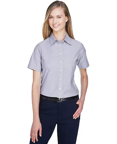 Harriton M600SW Ladies' Short-Sleeve Oxford with S OXFORD GREY front view