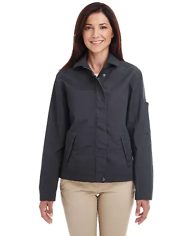 Harriton M705W Ladies' Auxiliary Canvas Work Jacke DARK CHARCOAL front view