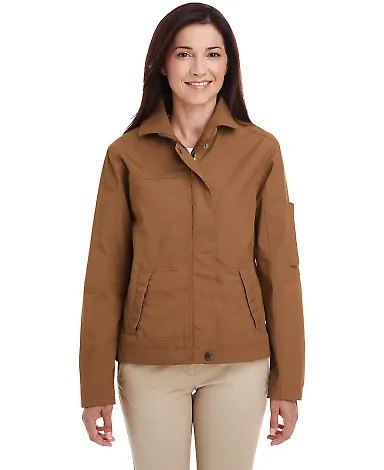 Harriton M705W Ladies' Auxiliary Canvas Work Jacke DUCK BROWN front view