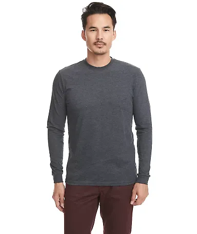 Next Level Apparel 6411 Unisex Sueded Long Sleeve  in Heather charcoal front view