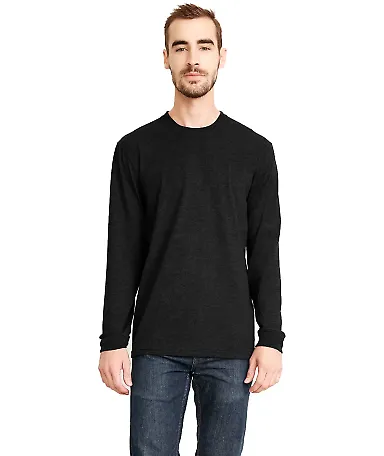 Next Level Apparel 6411 Unisex Sueded Long Sleeve  in Black front view