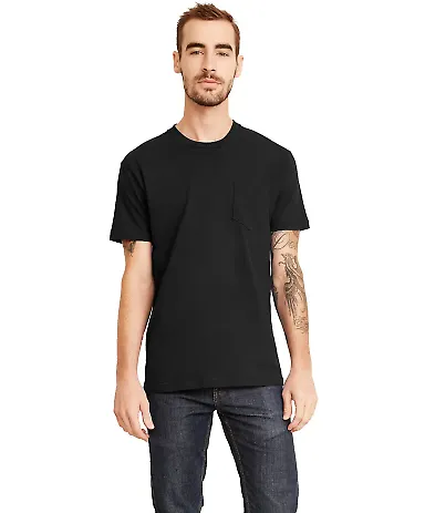 Next Level Apparel 3605 Unisex Pocket Crew in Black front view