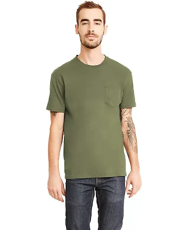 Next Level Apparel 3605 Unisex Pocket Crew in Military green front view