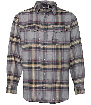 Burnside 8219 Snap Front Long Sleeve Plaid Flannel Light Grey front view
