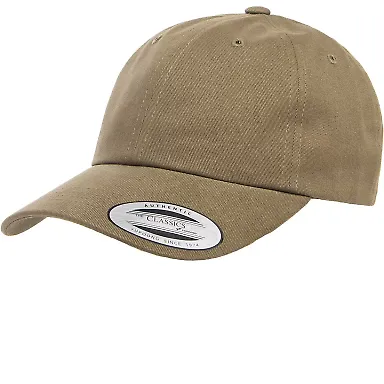 Yupoong 6245PT Peached Cotton Twill Dad Cap in Loden front view