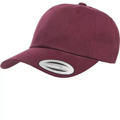 Yupoong 6245PT Peached Cotton Twill Dad Cap in Maroon front view